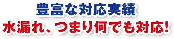 豊富な対応実績で水漏れ、つまり何でも対応!